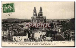 Old Postcard Tours Cathedrale Saint Gatien The North Tower and the South Towe...