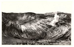 RPPC Postcard Copper Pit Ruth Nevada Aerial View Milling Ore 1950s