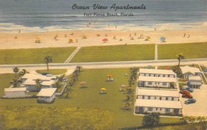 OCEAN VIEW APARTMENTS FORT PIERCE BEACH FLORIDA ADVERTISING POSTCARD (c. 1940s)