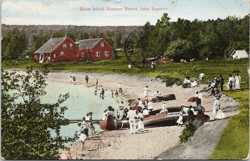 Silver Island Summer Resort Lake Superior Sibley Ontario c1914 Postcard F33