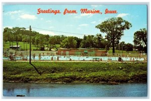 c1960 Legion Memorial Pool Exterior Thomas Park Marion Iowa IA Vintage Postcard