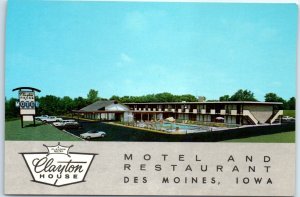 M-61101 Clayton House Motel and Restaurant Des Moines Iowa