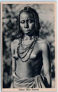 Italian East Africa COSTUMI AFRICA ORIENTALE Ethnic Nude Woman Beads  Postcard