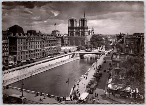 Paris En Flanant Notre Dame Vue De La Place St-Michel Real Photo RPPC Postcard