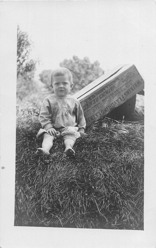 F45/ Interesting RPPC Postcard c1910 Watkins Flavoring Box Winona Minnesota Kid