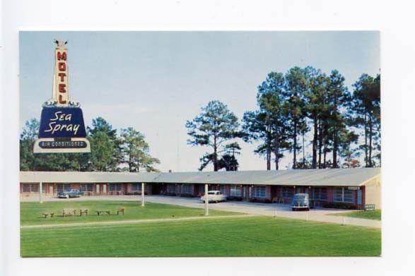 Brunswick GA Sea Spray Motel Old Cars Postcard