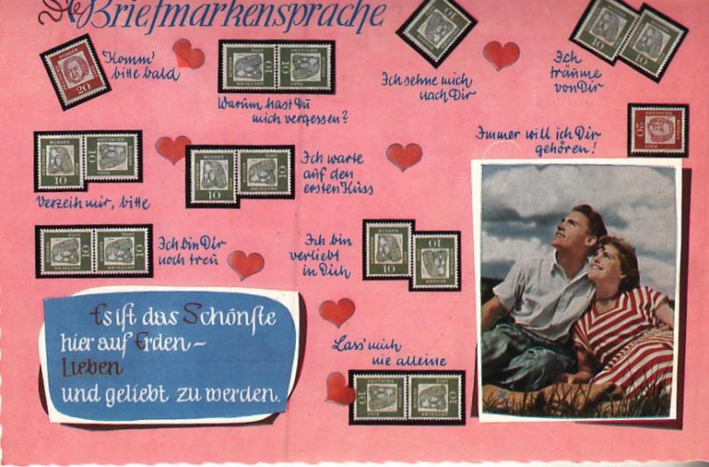 German- THe Language  of Love by Placement of Stamps 