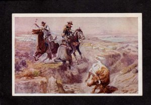 Cowboys Horses Wound Up Charles Russell Artist Signed Painting Postcard Ridgley