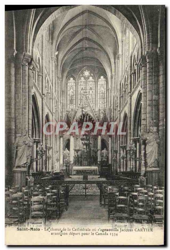 Postcard Old Saint Malo The Choir of the Cathedral or knelt Jacques Cartier