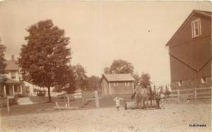 Circa 1908 Agriculture Farming Horse drawn roller RPPC postcard 962