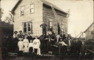 House Construction AT MAGADANSE'S Ruppenthal RPPC Tigerton WI c1910