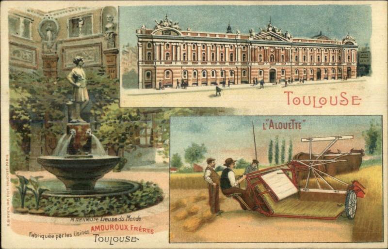 Farming Plow Advert? L'Alouette - Toulouse France c1900 Postcard