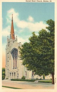 Sacred Heart Church Moline Illinois Hickey Brothers Pub. Vintage Postcard c1930