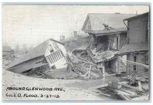 1913 Around Glenwood Avenue Disaster Destroyed Wreck House Ohio Vintage Postcard