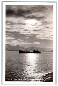 c1940's Lynn Canal Ship Scene Near Skagway Alaska AK RPPC Photo Vintage Postcard