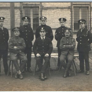 c1910s WWI Army Officers Group Photo RPPC Real Photo US in France? Postcard A45