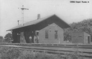 Fowler Illinois Railroad Depot Real Photo Vintage Postcard K100452