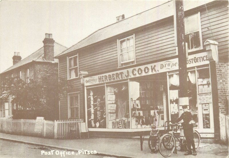 Postcard United Kingdom herbert j cook's drapers shop and post office telegraph