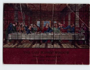 Postcard The Last Supper Window Forest Lawn Memorial Park Glendale California