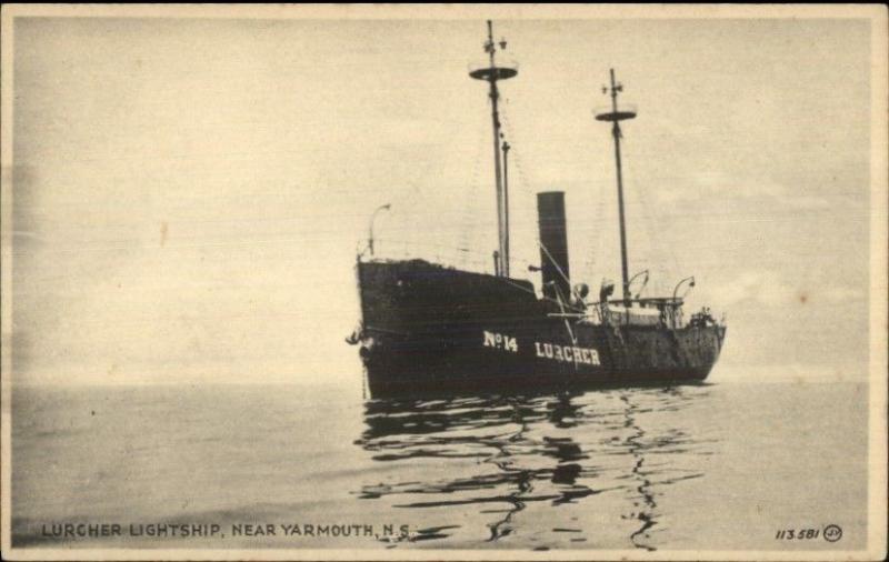 Lurcher Lightship Light Ship Light House Near Yarmouth NS c1910 Postcard