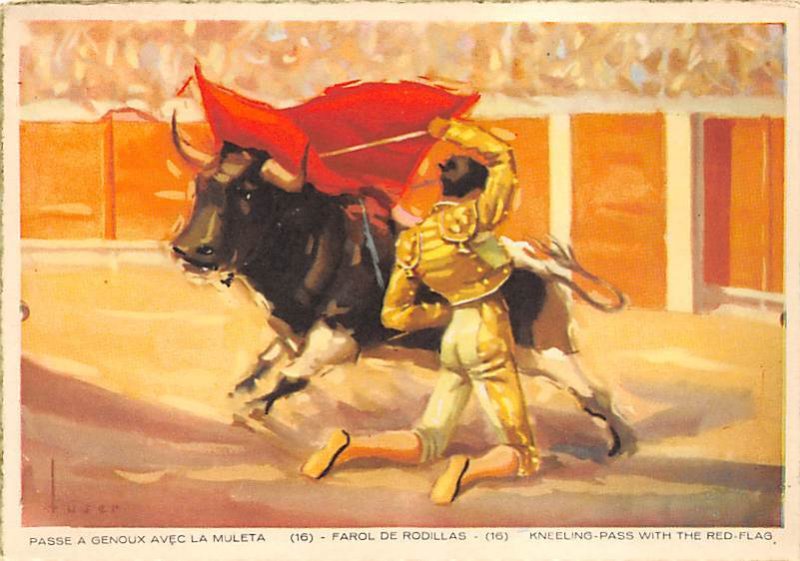 Passe a Genoux Avec La Muleta Tarjeta Postal Bullfighting Unused 