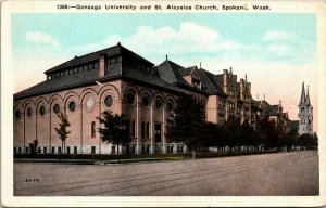 Vtg 1920s Gonzaga University & St Aloysius Church Spokane Washington WA Postcard