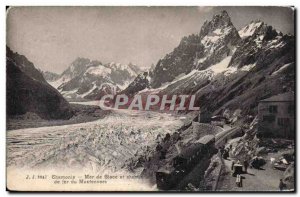 Old Postcard Chamonix sea ice railway Montenvers