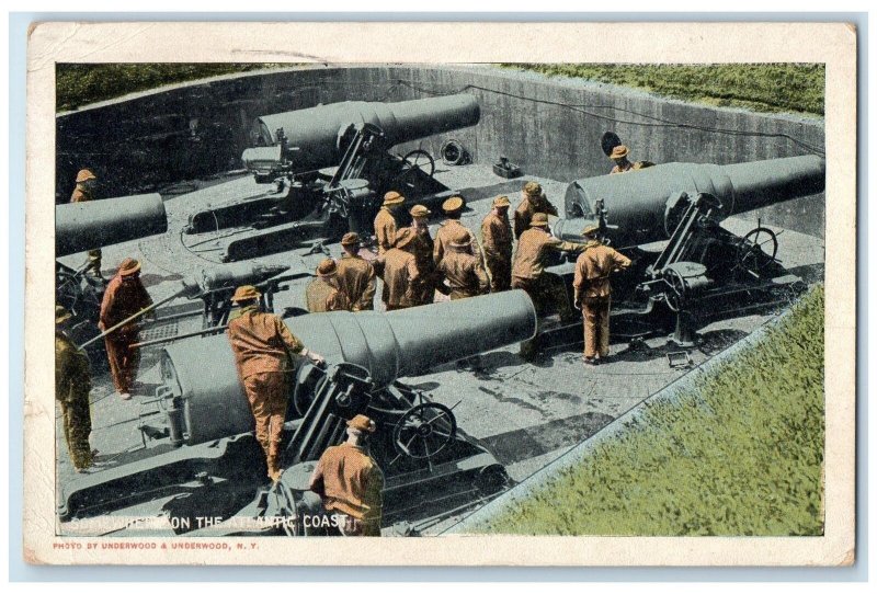 1917 Atlantic Coast Guard Guns Cannon View Fort Wayne IN Posted Vintage Postcard