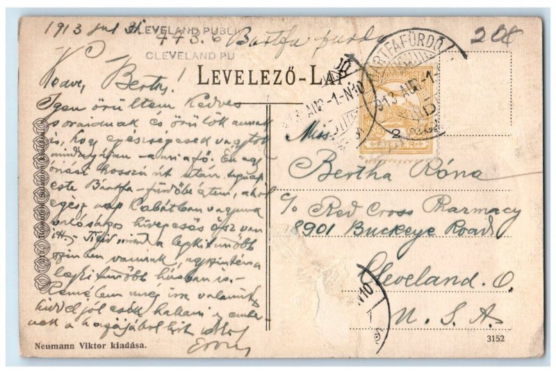 1913 Queen Elizabeth Source And Hotel Bartfafurdo Slovakia Antique Postcard