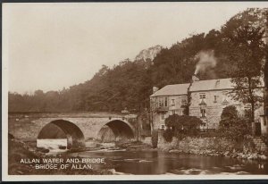 Scotland Postcard - Allan Water and Bridge, Bridge of Allan  A8610 