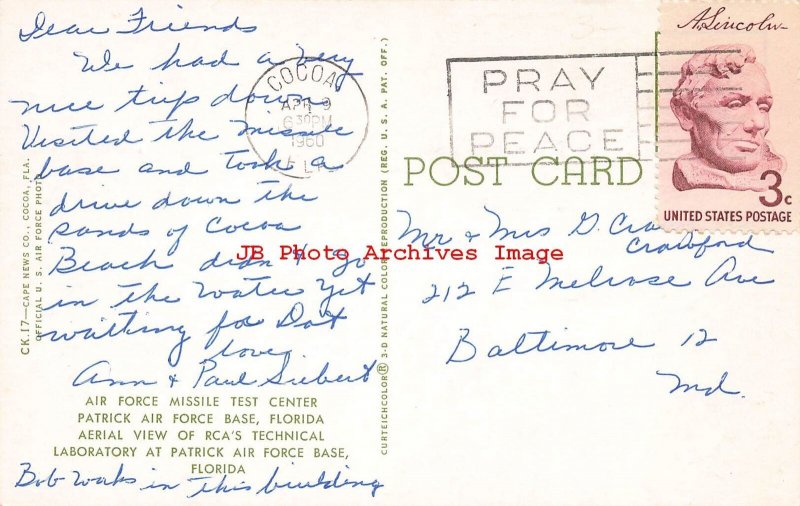 FL, Patrick Air Force Base, Florida, Air Force Missile Test Center, Curteich 