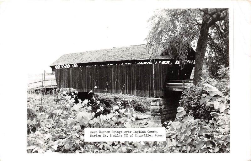 E31/ Knoxville Iowa Ia Photo RPPC Postcard c50s Covered Bridge West Durham 27