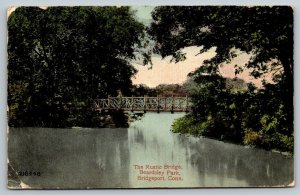 The Rustic Bridge  Beardsley Park  Bridgeport  Connecticut  Postcard  1915