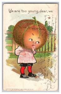 Vintage Postcard TUCKS We Are Too Young Dear Me Cantaloupe Garden Patch No. 2 