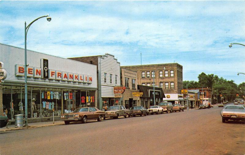 Iron River Michigan~Main Street~Downtown Shopping~Ben Franklin~Cars~1950s Pc