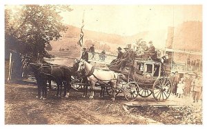 Stagecoach with Passengers  RPPC