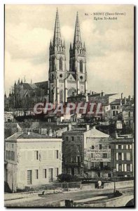 Old Postcard Niort Church St Andre factory Candlelight Fableur