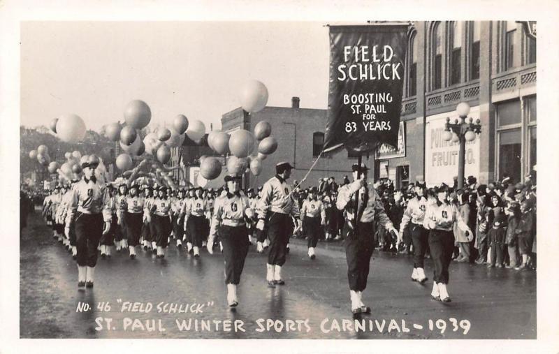 St Paul MN Winter Sports Carnival 1939 Field Schlick RPPC Postcard