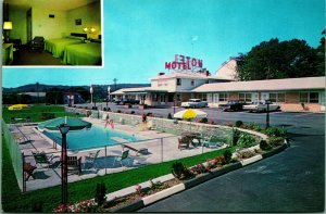 Norwich Motel Multiview Poolside Interior Norwichtown CT UNP Chrome Postcard C4