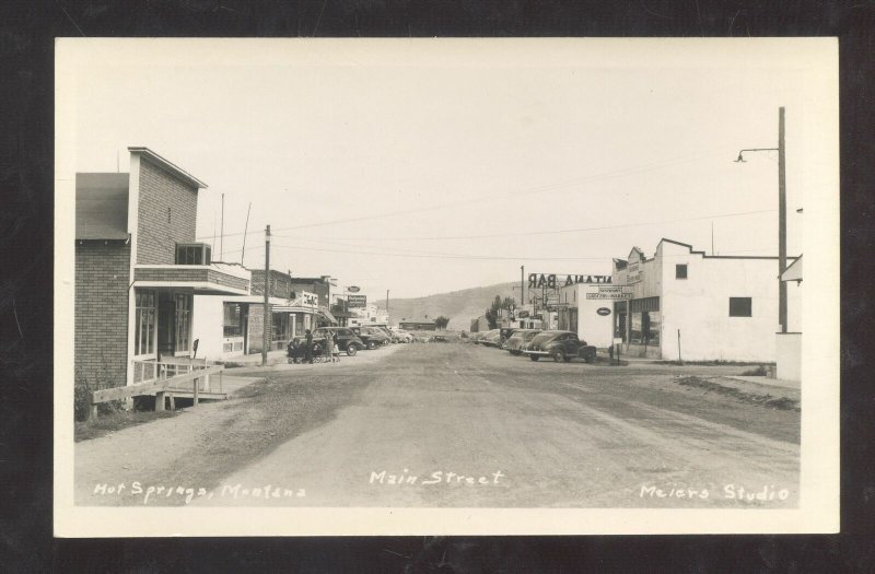 RPPC HOT SPRINGS MONTANA DOWNTOWN MAIN STREET SCENE REAL PHOTO POSTCARD