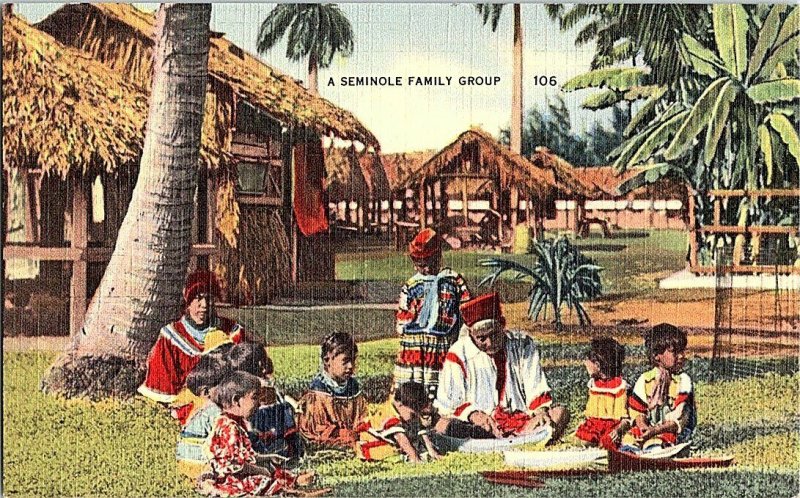 A Seminole Family Group Vintage Postcard Standard View Card 