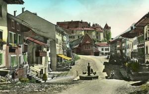 Switzerland - Gruyeres Street Scene (colorized)  *RPPC