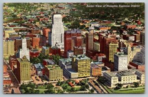 Vintage Tennessee Postcard - Aerial View of Memphis