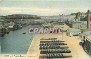 Old Postcard The Port of Brest War and Arsenal