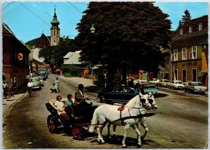 VINTAGE POSTCARD CONTINENTAL SIZE HORSE CART HEIMMEL STREET VIENNA AUSTRIA 70s