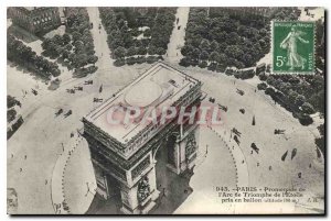 Old Postcard Paris Arc de Triomphe Promenade de l'Etoile took balloon