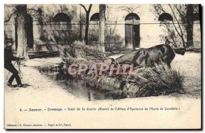 Old Postcard Saumur Horse Equestrian Dressage Jumping Moat