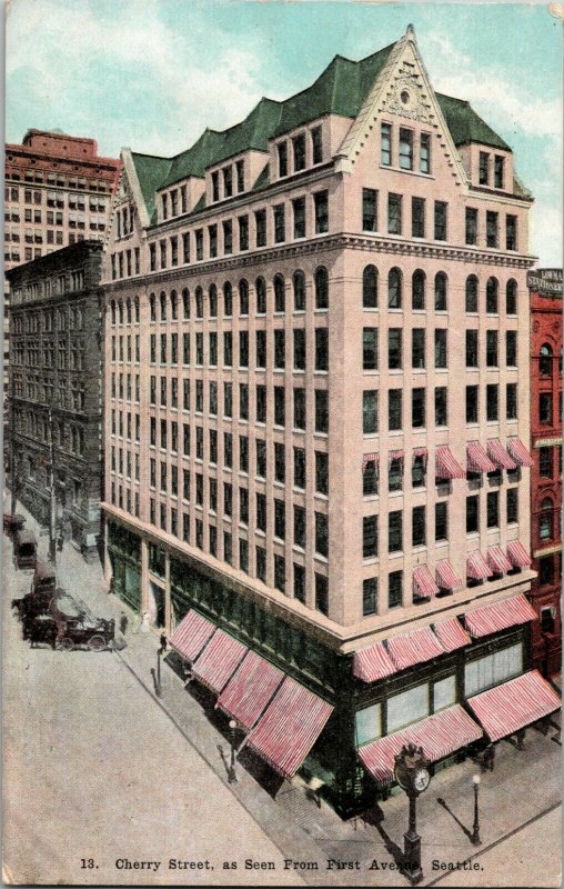 1900-10 Postcard Cherry Street as Seen from First Ave Seattle, Washington