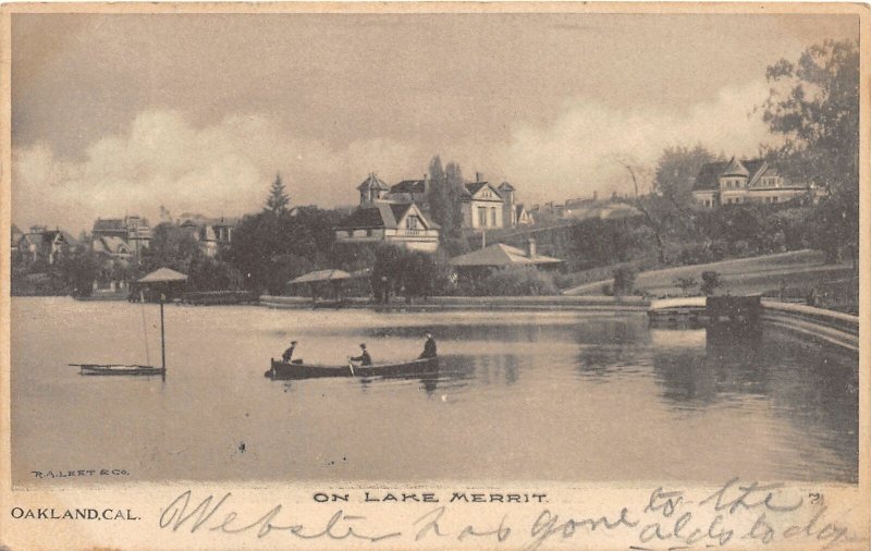 H27/ Oakland California Postcard 1906 Lake Merrit Homes Boating Dock 