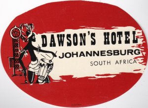 South Africa Johannesburg Dawsons Hotel Vintage Luggage Label lbl0447
